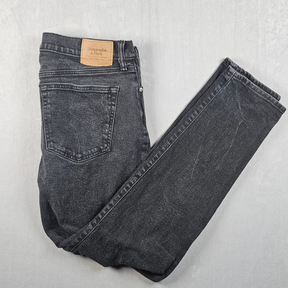 Abercrombie & Fitch Athletic Slim Jeans Mens 34x32 (Fits 34x31) Black Distressed